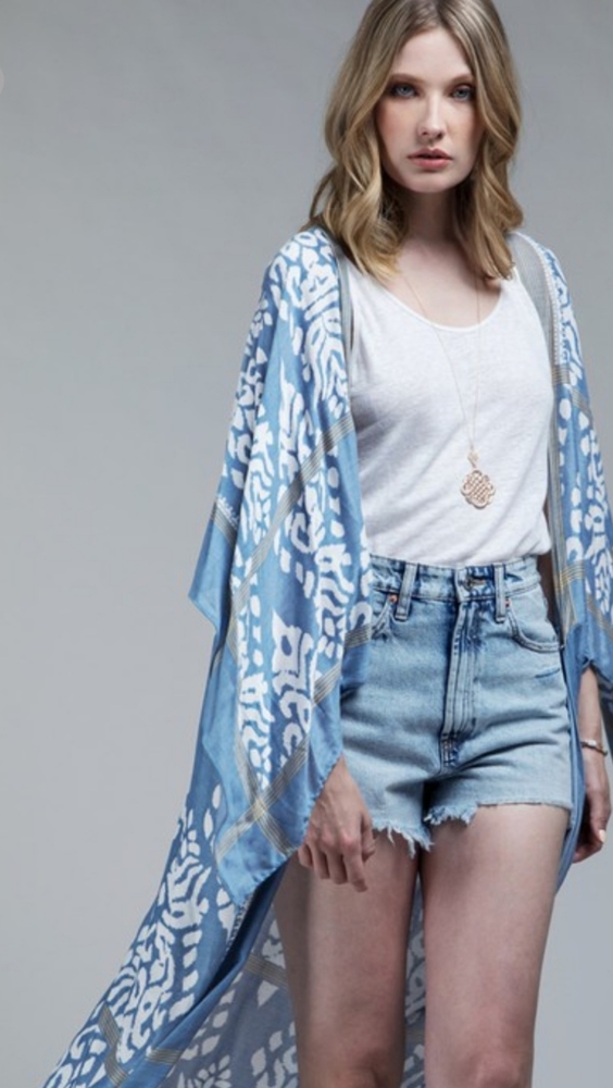 Vici NEW Arrivals. Boho blue and white kimono